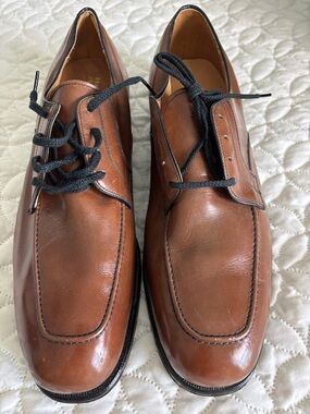 Nunn Bush Vintage Brown All Leather Lace-Up Moc-Toe Oxfords with Black Laces 11B
